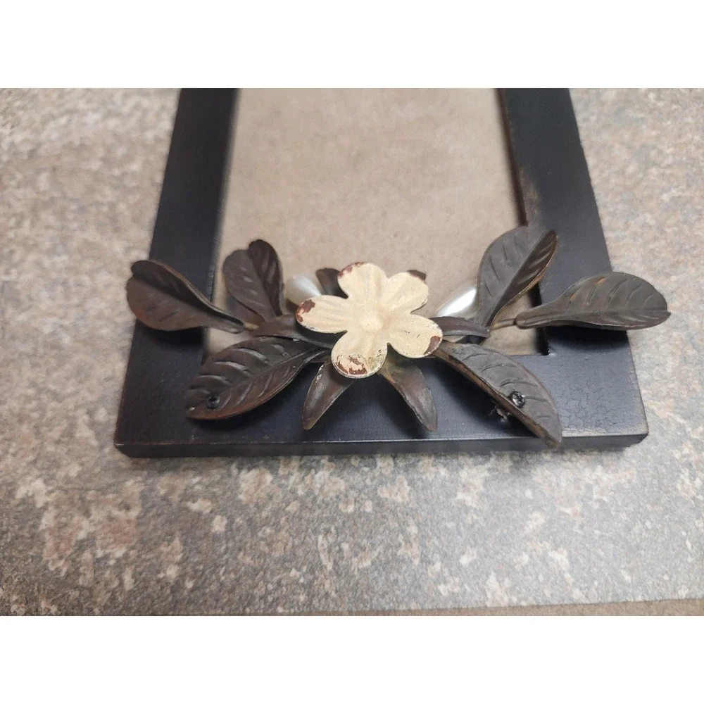 4x6 Hanging‎ Photo Frame w Ribbon Cottage Farmhouse Wall Décor Small Black Frame